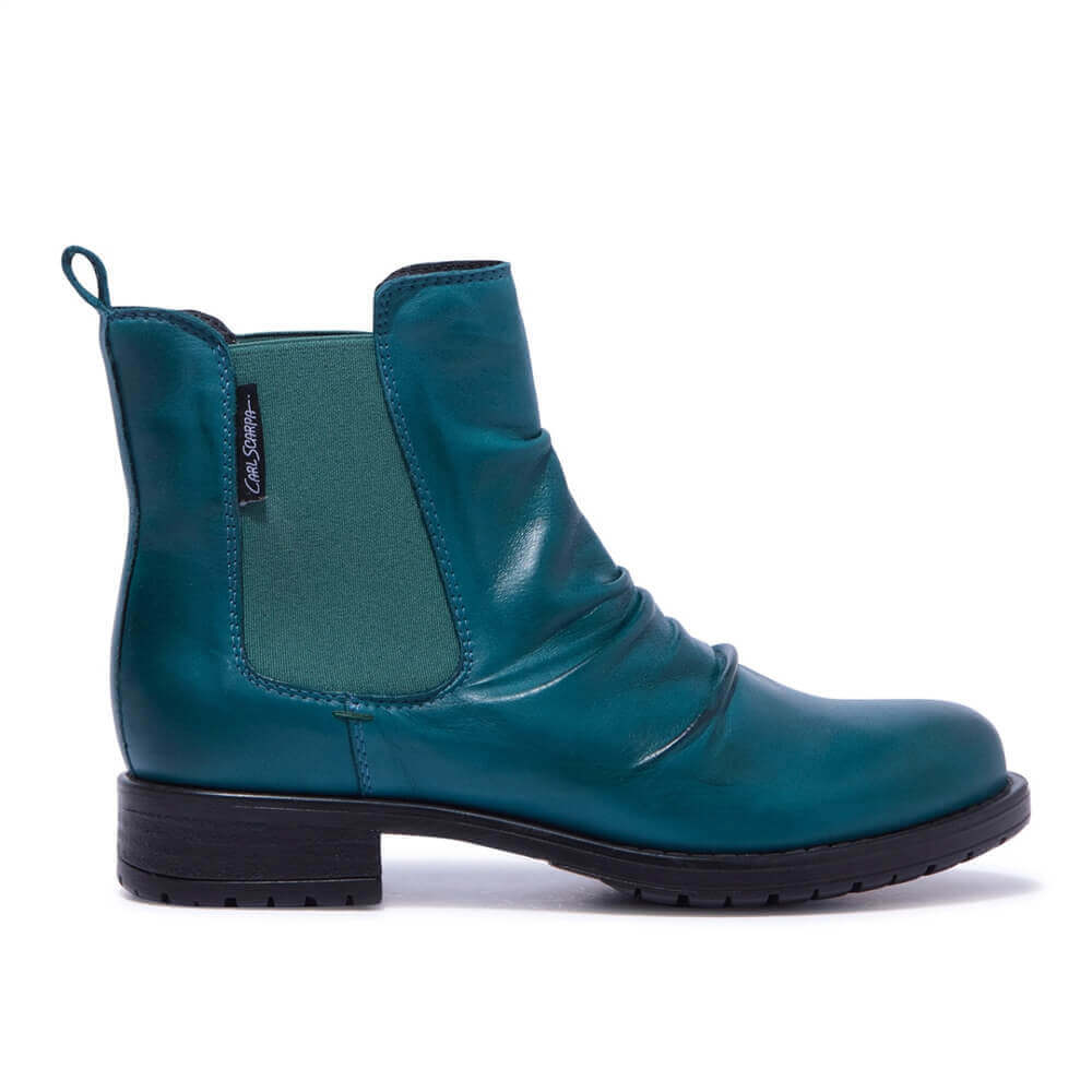 Carl Scarpa Cavalina Teal Leather Ankle Boots